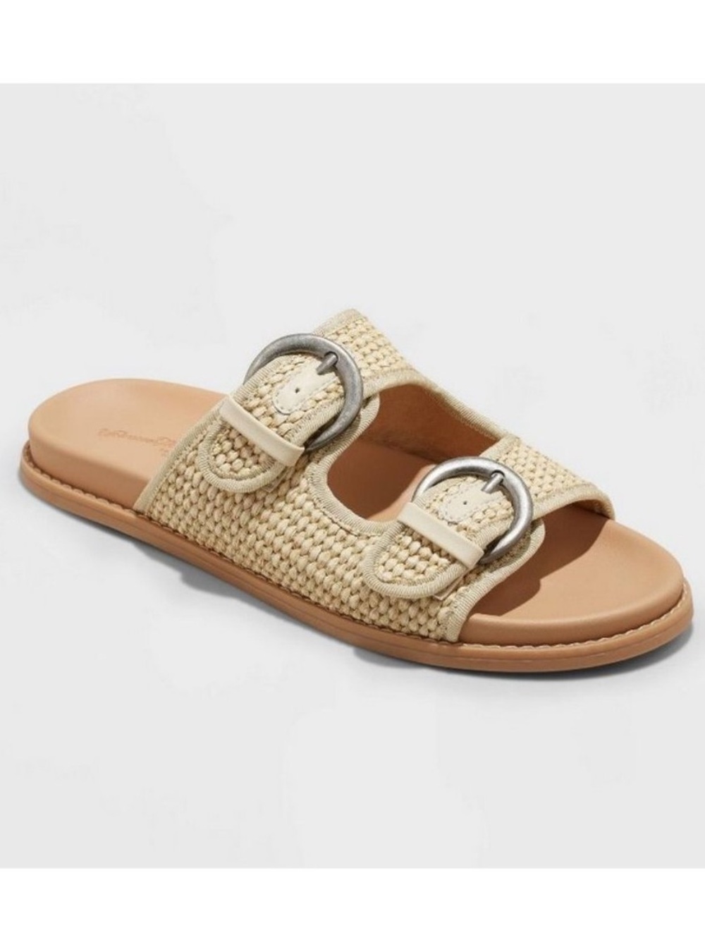 Women's Honey Raffia Footbed Sandals - Universal Thread™ Almond